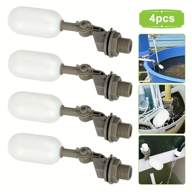 Float Ball Valve - 4 ชิ้นฟาร์มวัวพลาสติกวาล์วลอยน้ําปิด 1/2 นิ้วฟีดอัตโนมัติเติมถังปลา Aquarium Water
